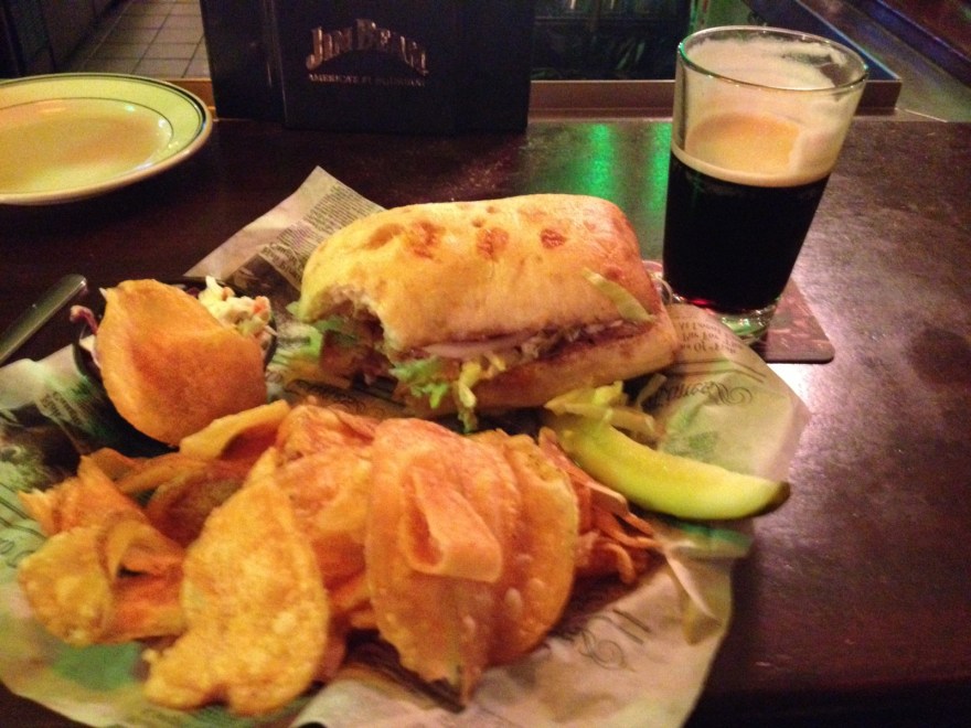 Black Salmon Sandwich and a pint of Guinness
